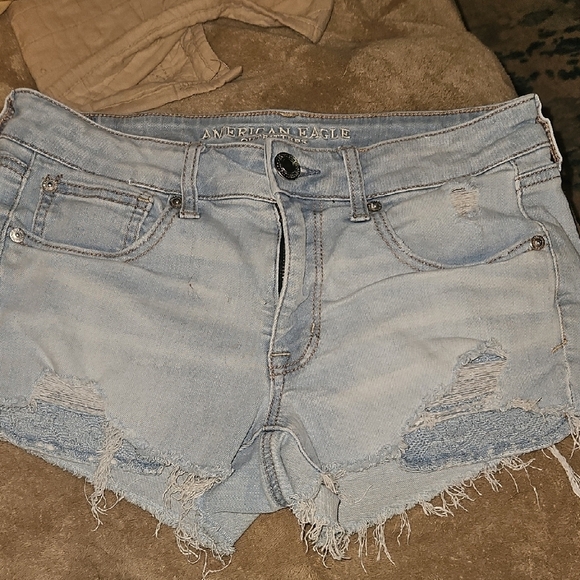American Eagle Outfitters Pants - American Eagle Outfitters Blue Distressed Jean Shorts